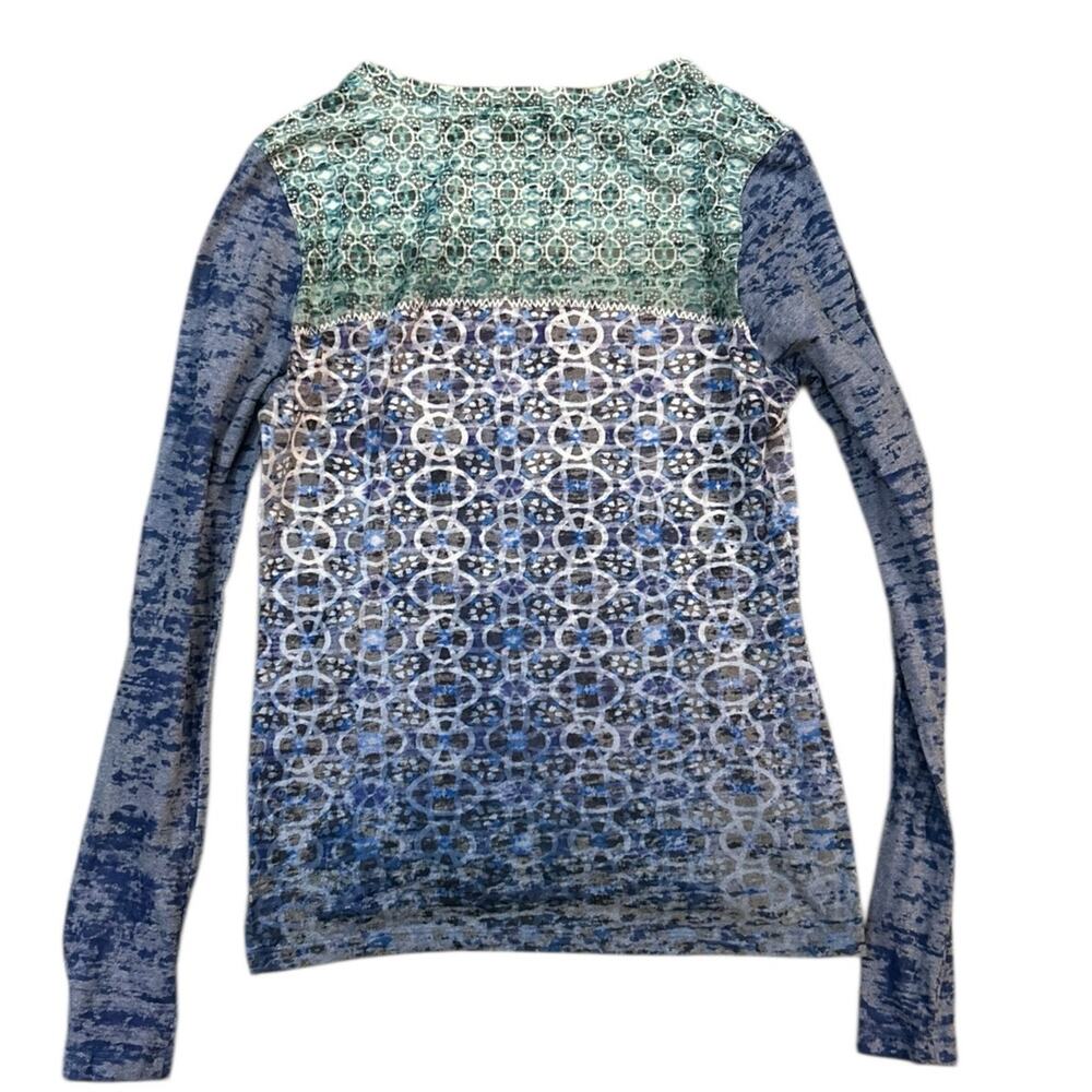 Prana Lottie Long Sleeve Burnout Top Womens Medium Hiking Granola Blue Green - Picture 5 of 5